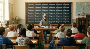 Professor presente em sala de aula, simbolizando Educação Humanizada