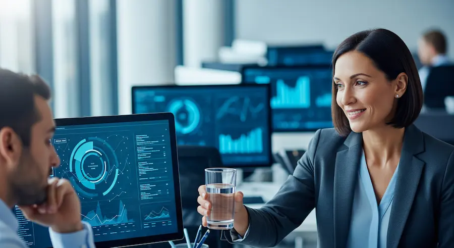 líder sensorial em contraste com ambiente automatizado
