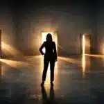 líder observando portas de luz simbolizando ideias surgindo na comunicação na liderança