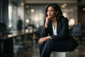 líder sentado em cubo pequeno refletindo sobre liderança no piloto automático