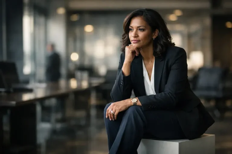 líder sentado em cubo pequeno refletindo sobre liderança no piloto automático