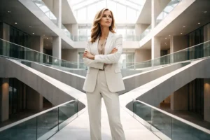 líder mulher parada no centro de vários caminhos que se cruzam representando o papel do líder nas organizações