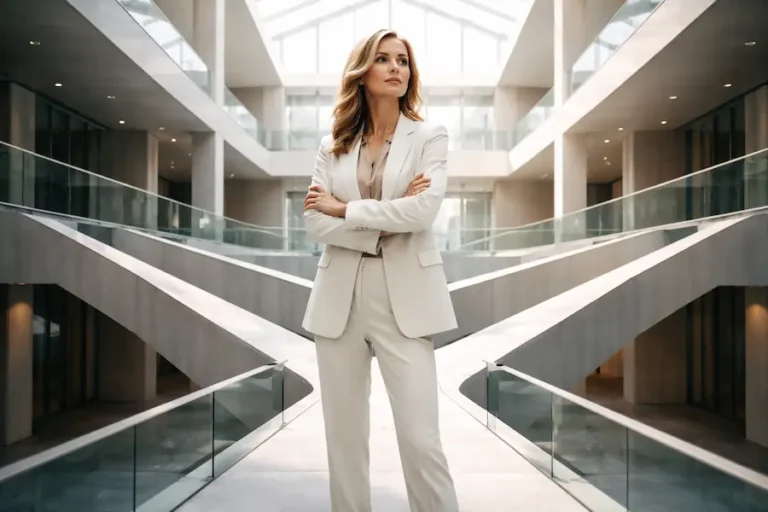 Blog 5 líder mulher parada no centro de vários caminhos que se cruzam representando o papel do líder nas organizações