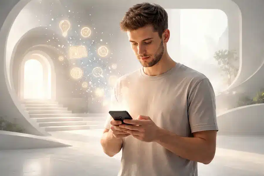 representação simbólica da mudança na forma de pensar com acesso digital
