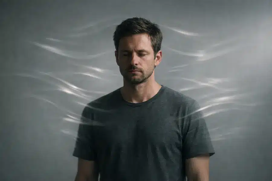 pessoa em silêncio transmitindo presença e conexão emocional na liderança espelho